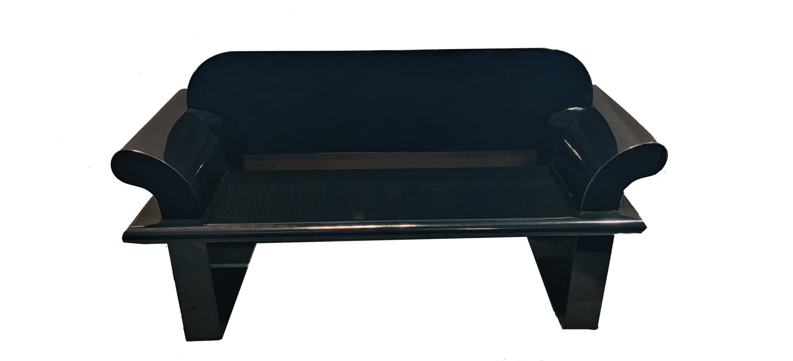 Black Granite Bench with Backrest