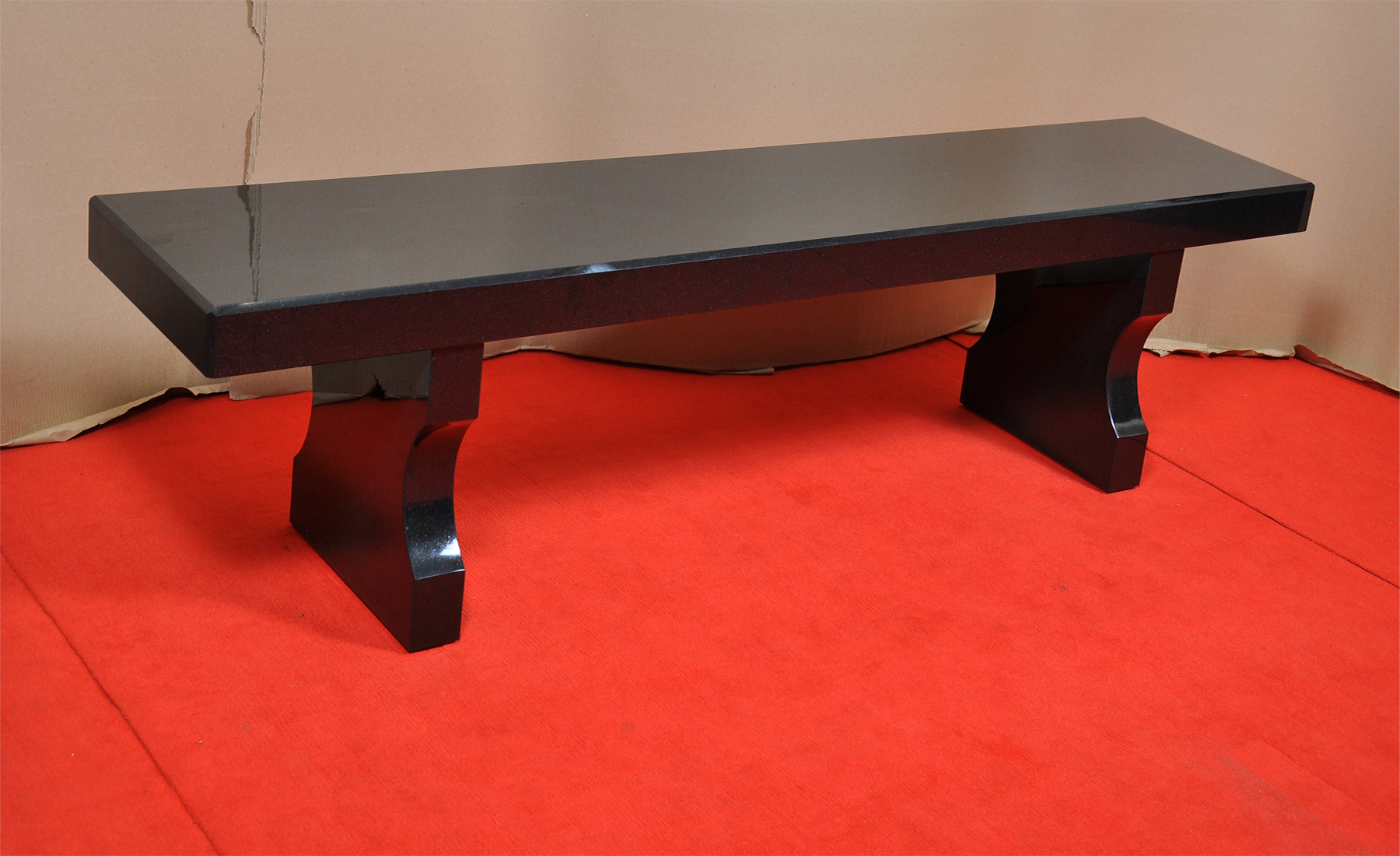 Black Granite Bench with Design Leg