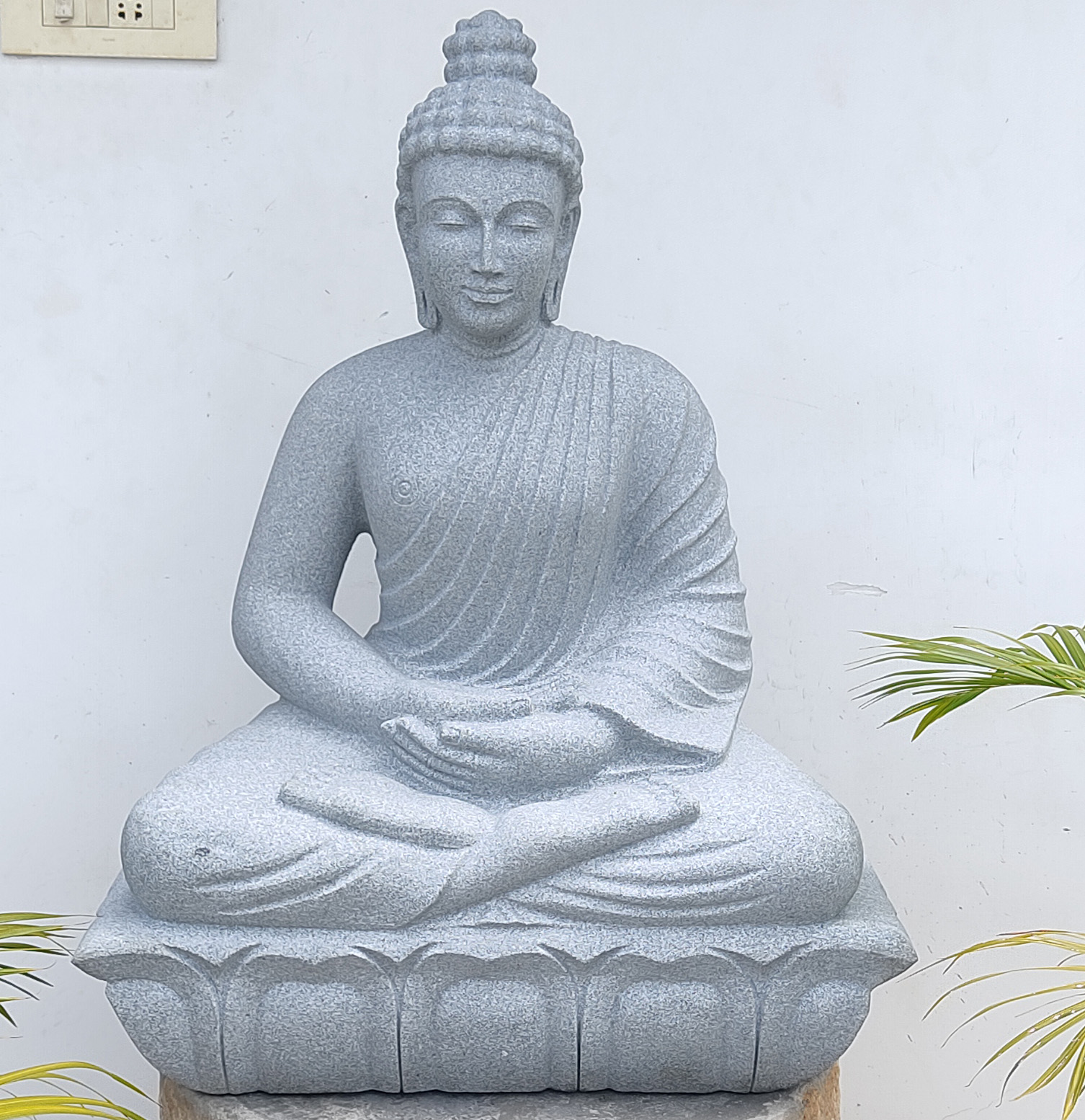 Grey Granite 3 ft Buddha Statue