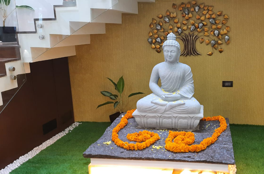 Grey Granite Buddha Statue