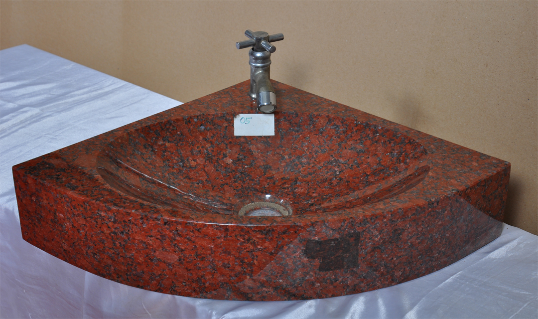Red Granite Corner Washbasin